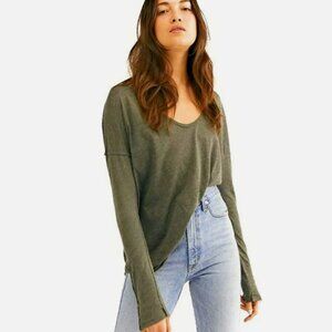 🫒 Free People We The Free Sienna Scoop Neck Oversized Top | XS (Fits S–M)